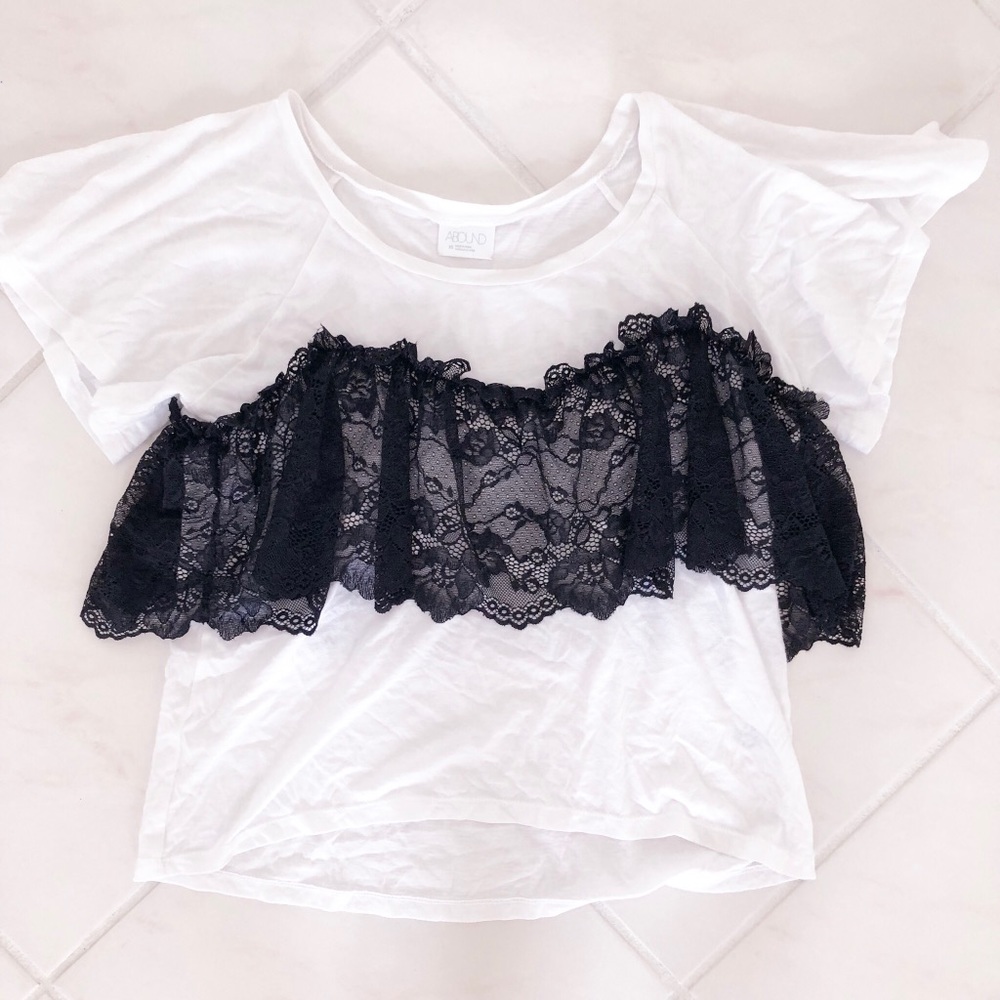 White & Black Lace Tee